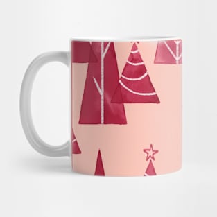 Blush and Red Watercolor Christmas Trees Mug